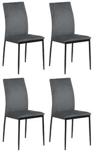 Set 4 x scaun DEMINA gri închis (velur) - modern pentru salon / sufragerie/ bucătărie / birou