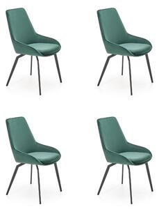 Set 4 x SCAUN K479 verde închis - modern, tapițat, loft pentru camera de zi/sufragerie VELVET