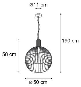 Lampă rotundă suspendată de design negru 50 cm - Sârmă Dos