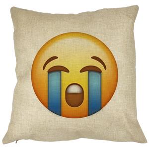 Perna Decorativa Patrata Emoji Cry, 40x40 cm, Husa Detasabila, Burduf