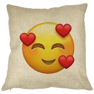Perna Decorativa Patrata Emoji In Love, 40x40 cm, Husa Detasabila, Burduf