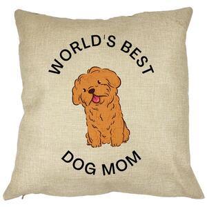 Perna Decorativa, World's Best Dog Mom, 40x40 cm, Husa Detasabila, Burduf