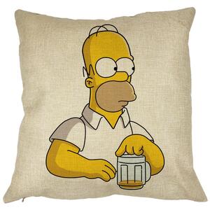 Perna Decorativa Patrata Simpsons Homer, 40x40 cm, Husa Detasabila, Burduf