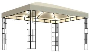 Pavilion cu șir de lumini LED, crem, 3x4 m
