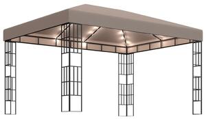 Pavilion cu șiruri de lumini LED, gri taupe, 4x3 m