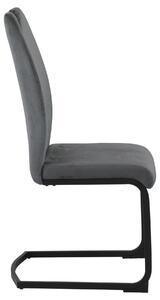 Set 2 scaune tapitate cu stofa si picioare metalice, Ulla Velvet Gri inchis / Negru, l43xA58xH100 cm