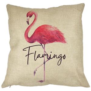 Perna Decorativa Patrata Flamingo, 40x40 cm, Husa Detasabila, Burduf