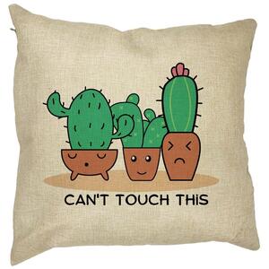 Perna Decorativa Patrata Cactus Can't Touch This, 40x40 cm, Husa Detasabila, Burduf