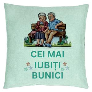 Perna Decorativa pentru Bunici 9, 40x40 cm, Verde Menta, Husa Detasabila, Burduf