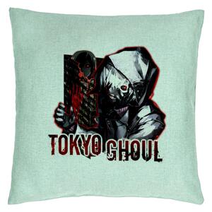 Perna Decorativa cu Tokyo Ghoul, 40x40 cm, Verde Menta, Husa Detasabila, Burduf