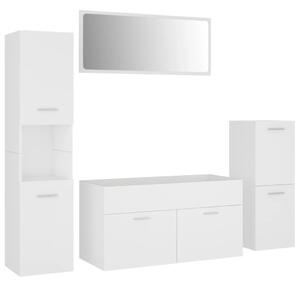 Set mobilier de baie, alb, lemn prelucrat
