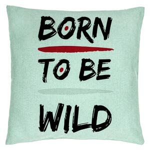 Perna Decorativa, Model Born to Be Wild, 40x40 cm, Verde Menta, Husa Detasabila, Burduf