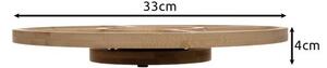 Platou rotativ din bambus, 5 compartimente servire, sarcina maxima 5 kg, diametru 33 cm, baza antiderapanta 15 cm