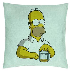 Perna Decorativa, Model Simpsons Homer, 40x40 cm, Verde Menta, Husa Detasabila, Burduf