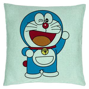 Perna Decorativa, Model copii Doraemon, 40x40 cm, Verde Menta, Husa Detasabila, Burduf