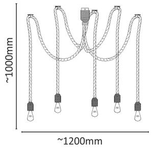 Lustră pe cablu ROPE CASA 5xE27/12W/230V