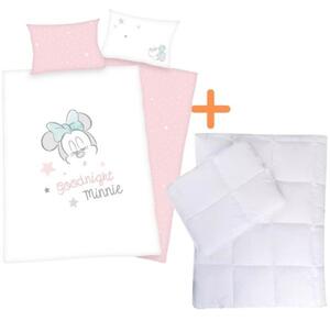 Set lenjerie de pat Minnie Mouse din flanelă de bumbac pentru copii