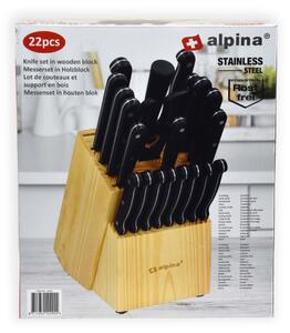ASTOREO Set de cuțite cu suport Alpina - lemn - Mărimea 22 buc