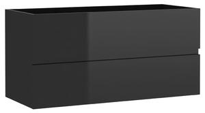 Dulap de chiuvetă, negru extralucios, 90x38,5x45 cm, PAL