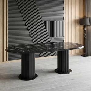Masă fixă Ovală Marmo Negru Marmorat 180×90 cm