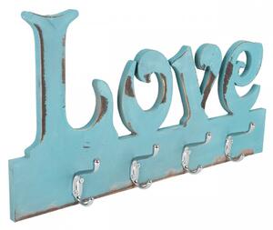 Cuier Love, Creaciones Meng, 4 agatatori, 50x27 cm, lemn de paulownia
