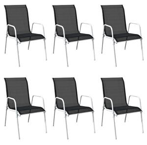 Set mobilier de exterior, negru, 7 piese , oțel