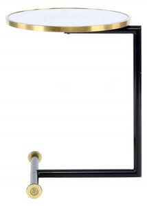 Masuta laterala rotunda din sticla Servant 46x46x62 alb/auriu