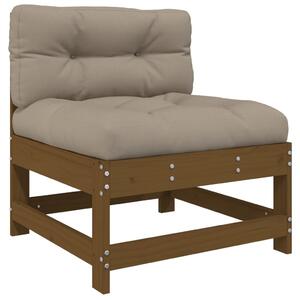 Canapea de mijloc cu perne, maro miere, lemn masiv de pin