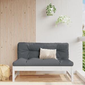 Canapea de mijloc de grădină, alb, 120x80 cm, lemn masiv pin