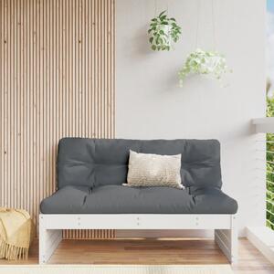 Canapea de mijloc de grădină, alb, 120x80 cm, lemn masiv pin