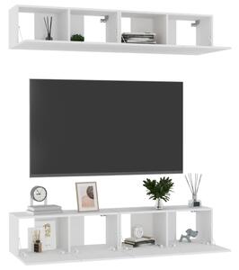 Comode TV, 4 buc., alb, 80x30x30 cm, lemn compozit
