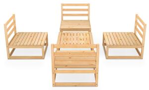 Set mobilier relaxare de grădină, 5 piese, lemn masiv de pin