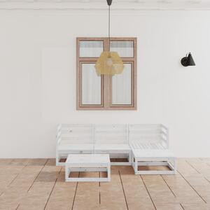 Set mobilier relaxare de grădină 5 piese alb lemn masiv de pin