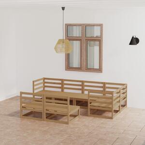 Set mobilier de grădină, 7 piese, maro miere, lemn masiv pin
