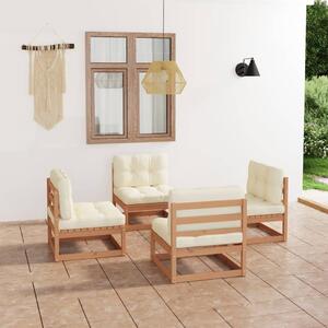 Set mobilier de grădină cu perne, 4 piese, lemn masiv de pin