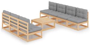 Set mobilier de grădină cu perne, 8 piese, lemn masiv de pin