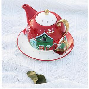 Set TEA FOR ONE Ceainic cu Ceasca, 420 ml, CHRISTMAS RED