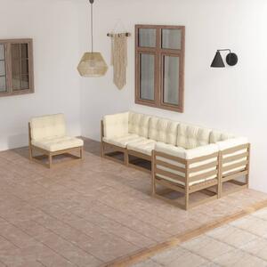 Set mobilier de grădină cu perne, 6 piese, lemn masiv pin