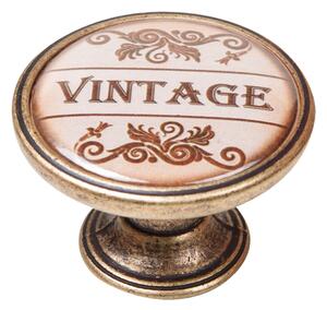 Buton pentru mobila, Vintage 550BR27, finisaj alama antichizata, D:37 mm