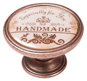 Buton pentru mobila, Handmade 550CB29, finisaj cupru antichizat, D:37 mm