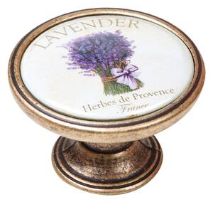 Buton pentru mobila, Lavender3 550BR48, finisaj alama antichizata, D:37 mm