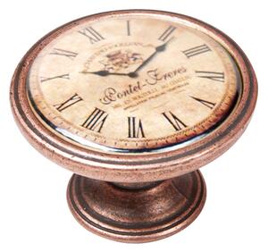 Buton pentru mobila, Clock5 550CB24, finisaj cupru antichizat, D:37 mm