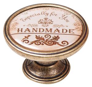 Buton pentru mobila, Handmade 550BR29, finisaj alama antichizata, D:37 mm