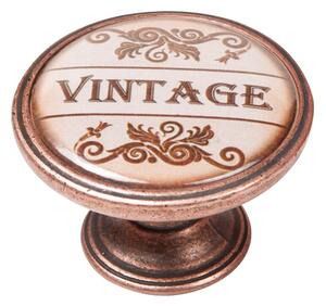 Buton pentru mobila, Vintage 550CB27, finisaj cupru antichizat, D:37 mm