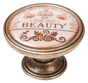 Buton pentru mobila, Beauty 550BR30, finisaj alama antichizata, D:37 mm