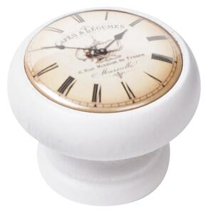 Buton pentru mobila, Clock Cafe 450BL06, finisaj alb, D:40 mm