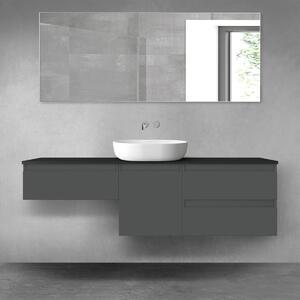 Oltens Vernal zestaw mebli łazienkowych 160 cm z blatem grafit mat/czarny mat 68429400