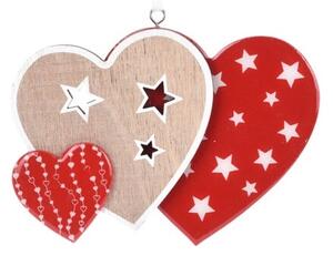 Decoratiune Trio Heart din lemn 13 cm