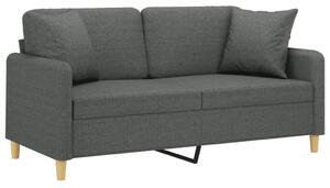 Canapea cu 2 locuri cu pernuțe, gri închis, 140 cm, textil