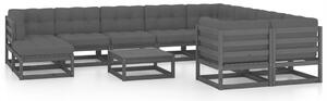 Set mobilier grădină cu perne, 11 piese, lemn masiv de pin